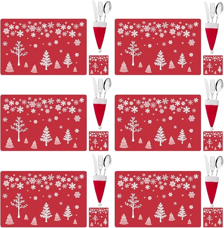WSXQAZ 18 Manteles Individuales de Navidad, Diseño de un Arbol de Navidad — Hogar y cocina