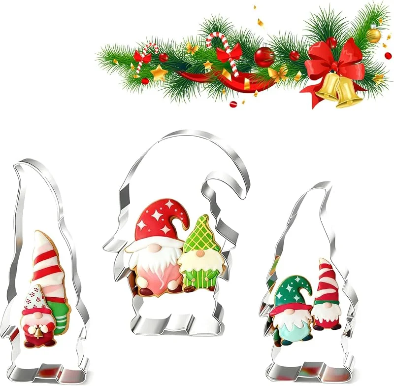 Kezidhp Moldes Galletas Navidad, 3 Piezas Cortadores Galletas Navidad de Acero Inoxidable, para Repostería, Chocolates, Cookie Moldes de figuras diferentes de Navidad — Hogar y cocina