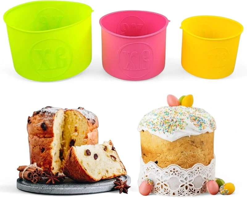 GMMH Juego de 3 moldes de silicona para panettone panetinne, pasteles navideños (coloridos), molde para hornear pan, paska kulich pan de Pascua, paskha kulitsch — Hogar y cocina