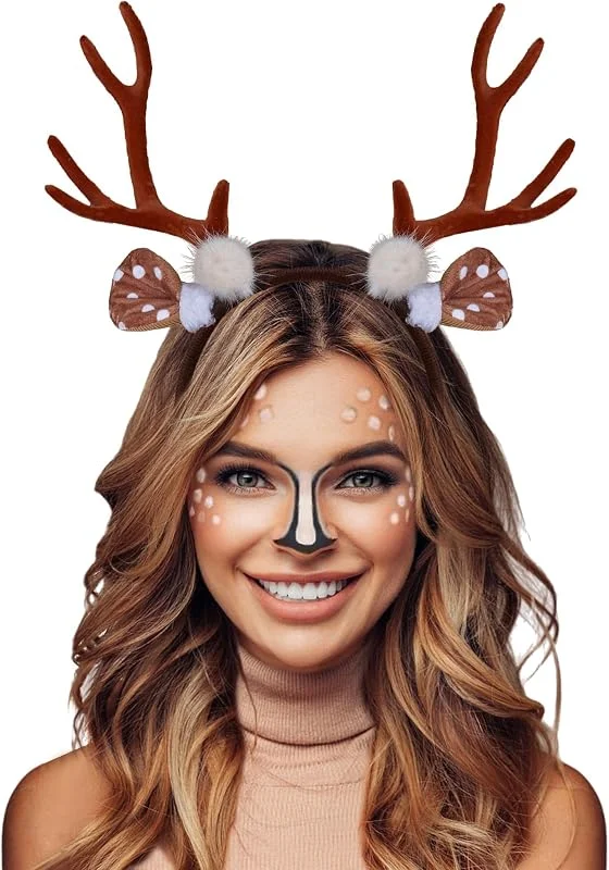 YUSHWENPTY Diadema Reno Navidad, Cuernos de Reno Diademas Navideñas Reno para Niña Mujer, Halloween, Navidad, Cosplay — Ropa Navidad