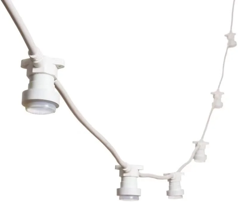 m MU MU Guirnaldas Luces Exterior 10 Metros 10 Portalámparas Para Led E27 Blanco Cable Impermeable Extensible Hasta 1000W IP54 Exterior Jardín Boda [Clase de eficiencia energética: A] — Luces Navidad