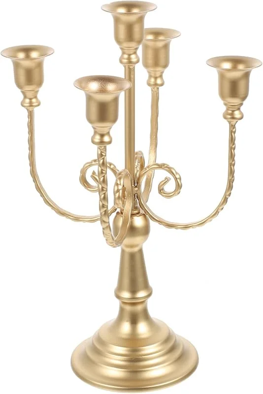 PRETYZOOM Candelabro de 5 Brazos Estilo Europeo en Hierro Dorado Halloween — Cena a la luz de velas