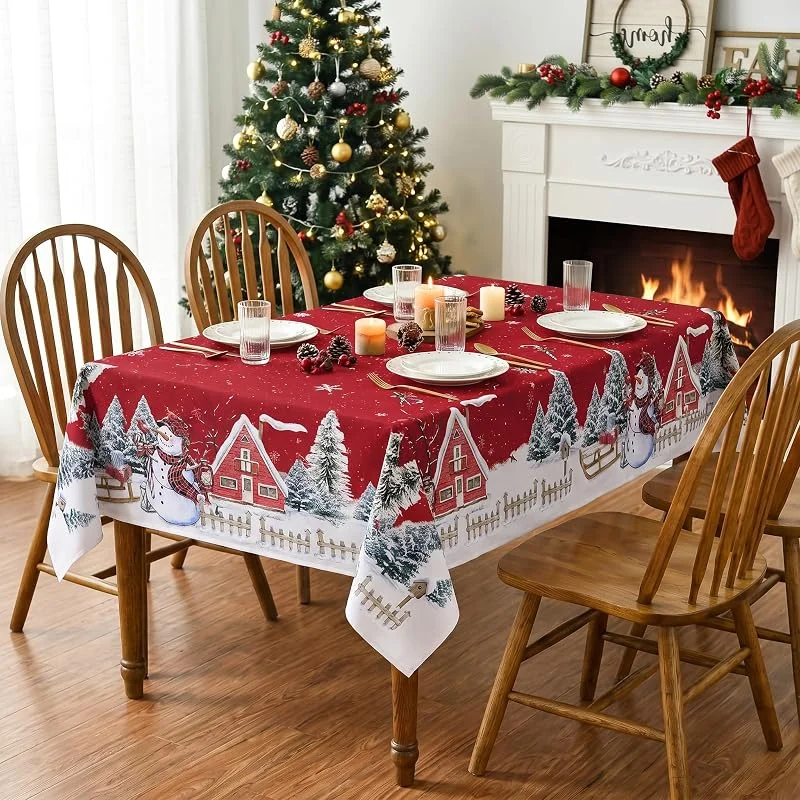 TSLBW Mantel de Navidad Rectangular, Cubierta de Mesa Lavable y Resistente a Las Manchas, Decoración de Fiesta de año Nuevo para Hogar (Estilo B, 150 * 220cm) — Hogar y cocina