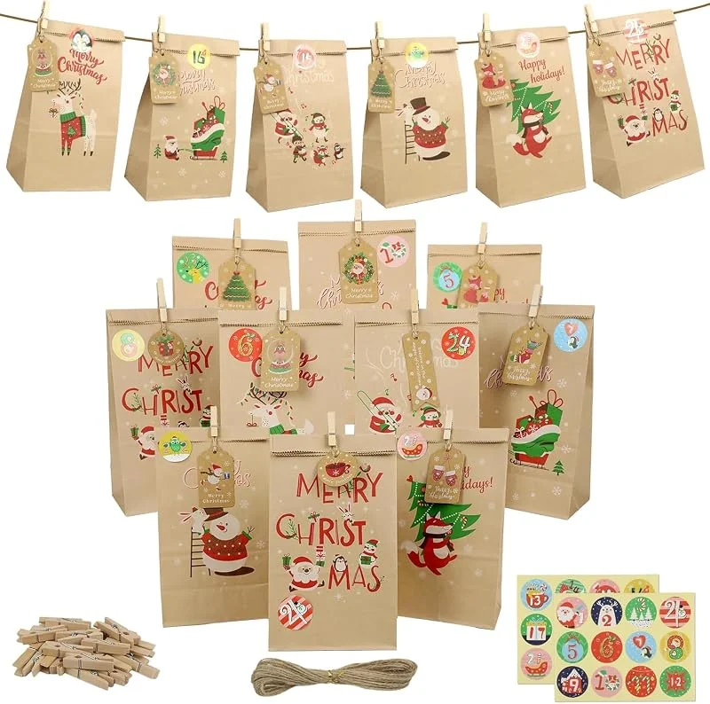 Visita la tienda de Nepfaivy Nepfaivy Calendario Adviento para Rellenar 2026, 24 Bolsas Grandes, 24x13cm — Adviento y mesa