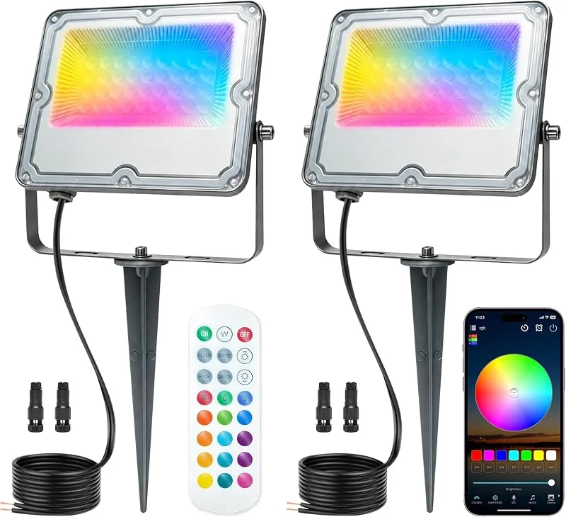 Visita la tienda de MEEKBOS 2 Piezas 24V Foco LED Exterior RGB con Estaca, Dimmable, 30 W — Luces Navidad