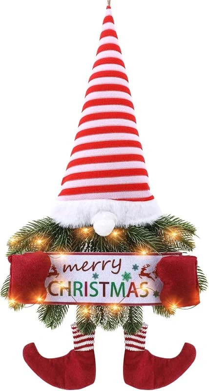 Aceshop Coronas Navideñas para Puertas, Aceshop Corona de Navidad Guirnalda de Navidad, Decoraciones Colgantes de Navidad, Decoración de Navidad para Decorar Chimeneas Puertas Ventanas, Papa Noel, 50x30CM — Decoracion Navidad