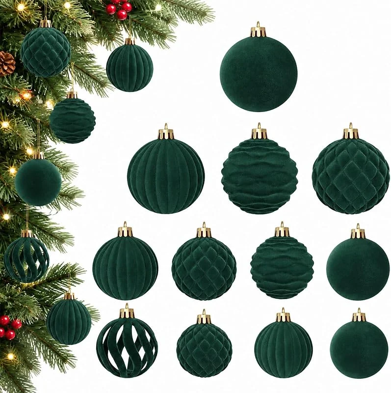 CEWROM Bolas de Navidad de terciopelo, 38 unidades — Decoracion Navidad