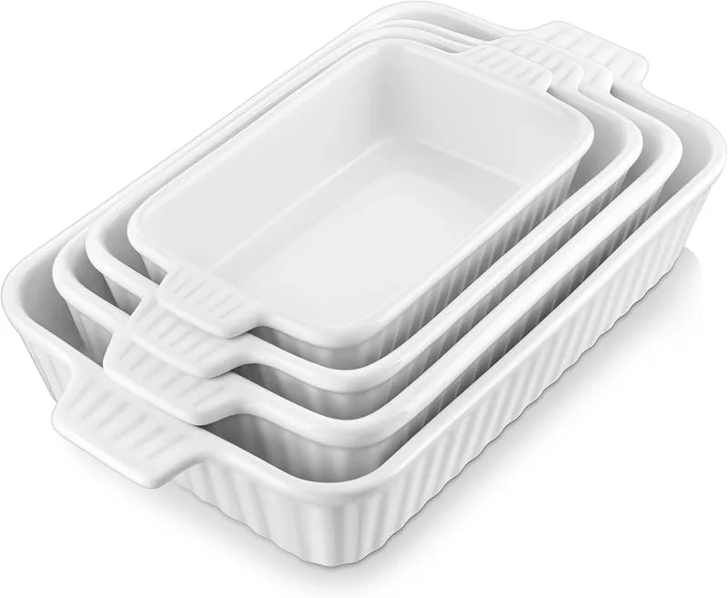 Visita la tienda de MALACASA MALACASA serie Bake.Beka, Set de 4 Fuentes para Horno, Molde de Horno para Platos ideales para Lasañas, Pasteles, Tapas, Porcelana — Hogar y cocina