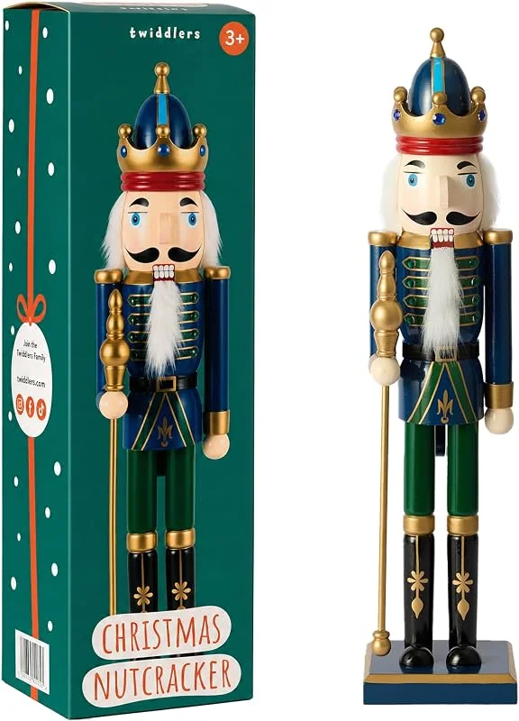 Visita la tienda de THE TWIDDLERS THE TWIDDLERS Cascanueces Navidad Verde Azul Oro, Muñeco Grande 50 cm — Decoracion Navidad
