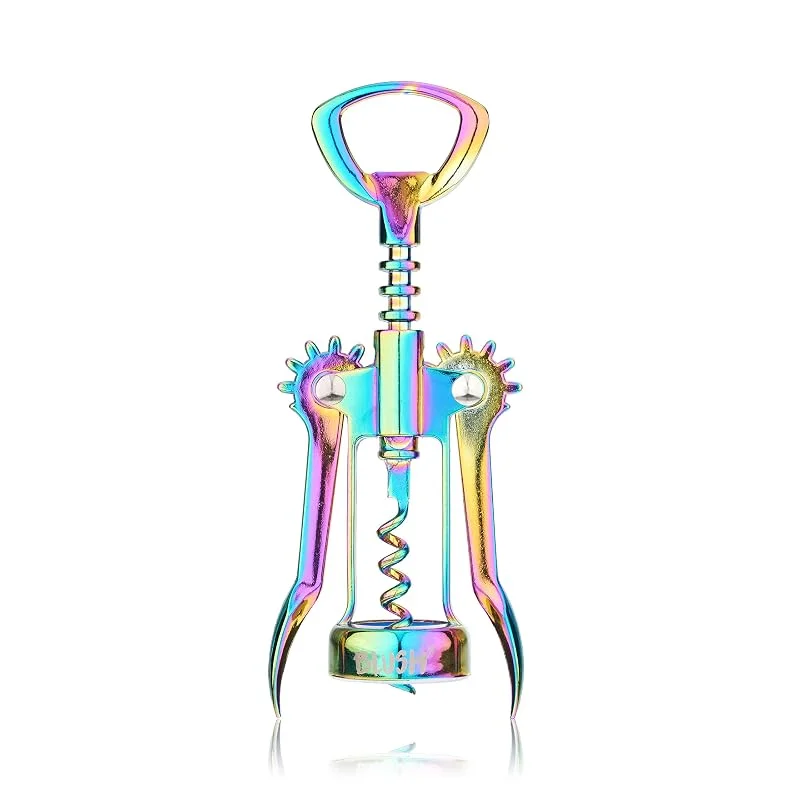 Blush Sacacorchos con alas, abrebotellas iridiscente, eliminador de corcho, accesorio de regalo de vino arco iris, espejismo, juego de 1 — Vino y mesa festiva