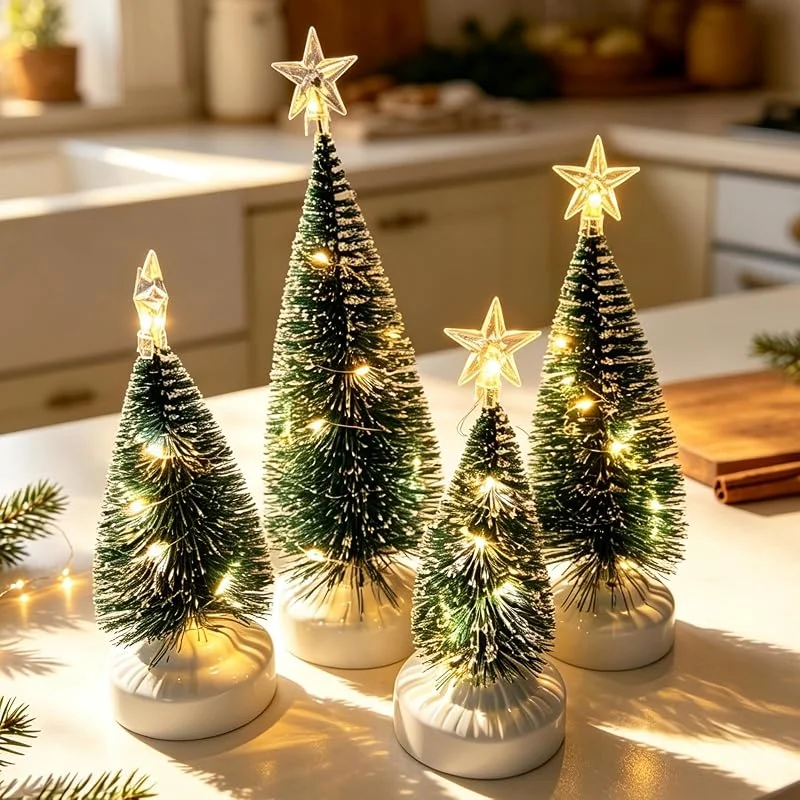 JINGTOPS 4 Unidades Mini Arbol De Navidad con Luces Incorporadas Decoracion Navidad