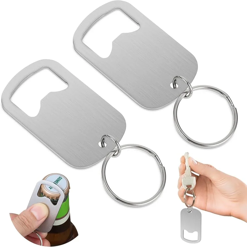 Ouligay 2 abridores de botellas llaveros abridor de botellas de cerveza de acero inoxidable abridor de botellas abrebotellas de bar abrebotellas para latas de cerveza cocina bar restaurante — Vino y mesa festiva
