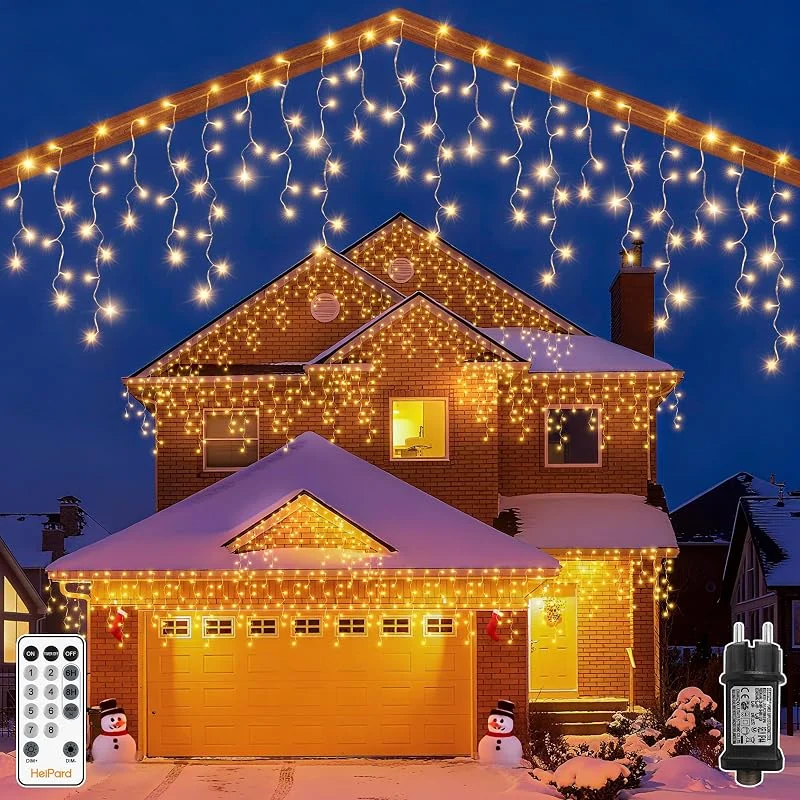 HeiPard Cortina de Luces Navidad Exterior Blanco Cálido 16, 2m 648 LED