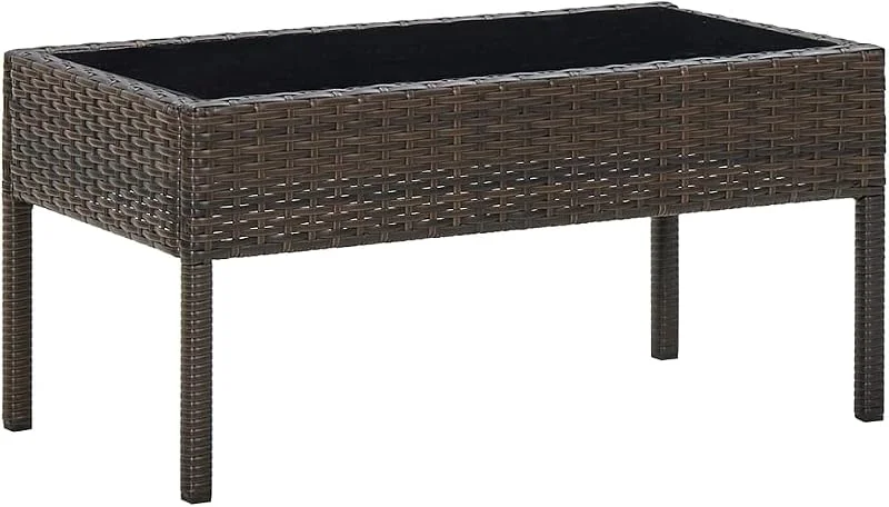 Visita la tienda de vidaXL vidaXL Mesa de jardín ratán sintético marrón 75x40x37 cm — Decoracion Navidad