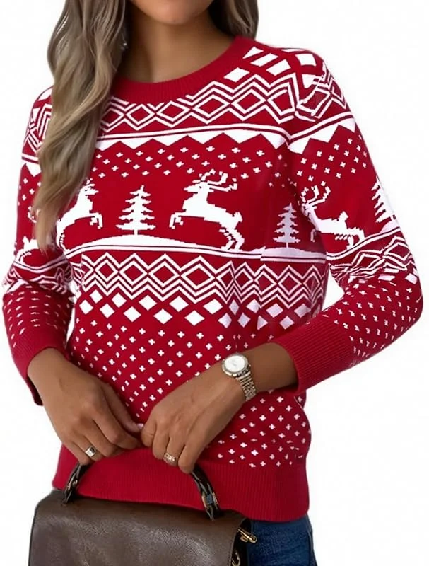 Visita la tienda de Jahetuul Jersey Navidad Mujer de Punto con Reno y Árbol — Ropa Navidad