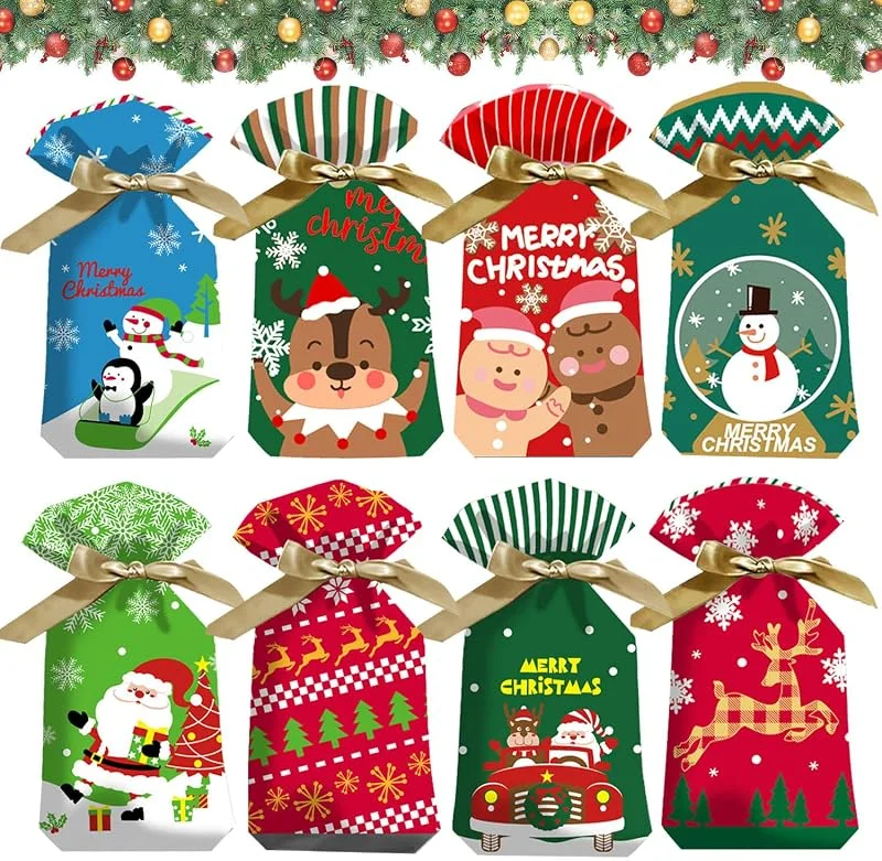 HaloCasa 48 Bolsas Regalo Navidad, Bolsas de Golosinas, Pequeñas para Fiesta, Dulces y Chuches — Envoltorio regalo