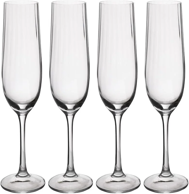 Visita la tienda de Mikasa Mikasa Treviso Copas de cristal, 190 ml, juego de 4 sin plomo, copas de champán con efecto ondulado para celebraciones — Vino y mesa festiva