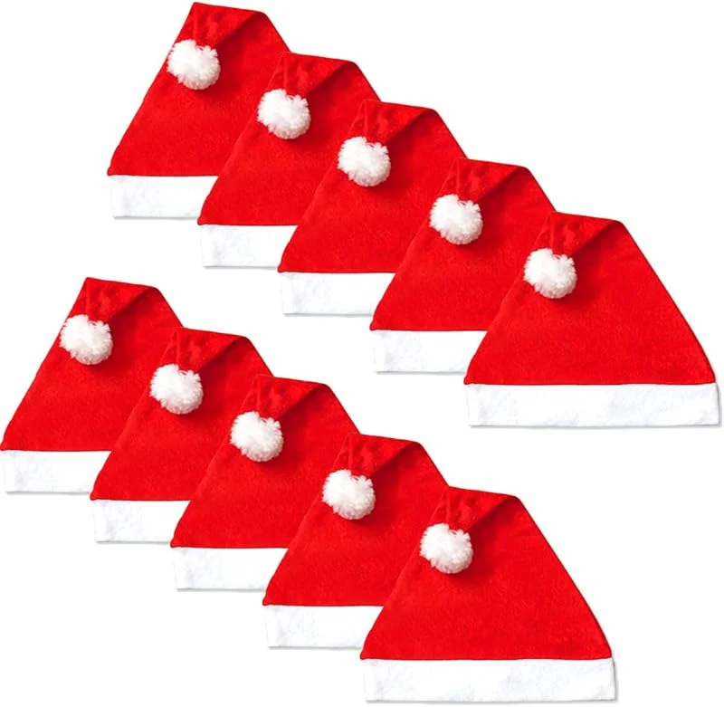 Visita la tienda de Jonami Jonami 10 Gorros de Papa Noel, Gorro de Navidad y Sombreros de Santa Claus Tradicionales Rojos y Blanco. Accesorios Navideño para Regalos de Festividad — Ropa Navidad