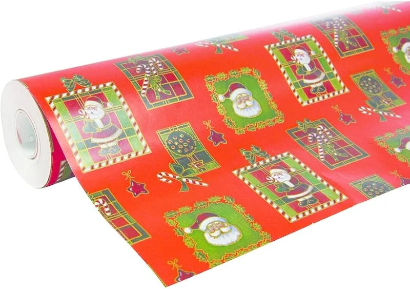 Clairefontaine 211302C – Una bobina de papel de regalo – Papel de alianza 60 g – 50 x 0, 70 m – Diseño: Papá Noel, Navidad Tradicional, Mosaico – Embalaje de regalo, ideal para embalajes profesionales — Envoltorio regalo