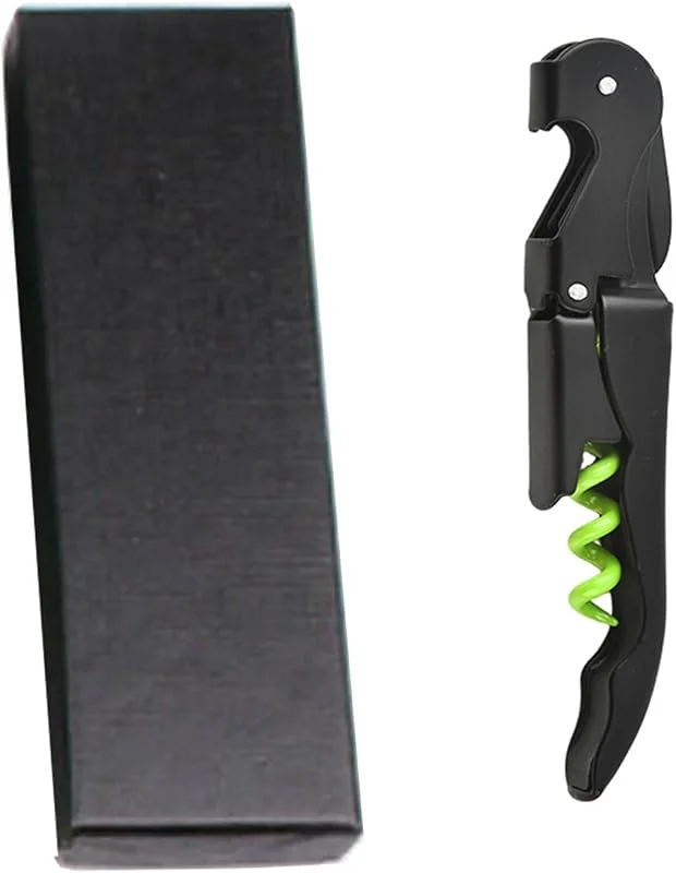 AAABOX Sacacorchos Profesional Sommelier de Doble Palanca，3 en 1 Abridor de Vino con Espiral de Acero Inoxidable, Wine Opener con Caja de Regalo(Verde y Negro) — Vino y mesa festiva
