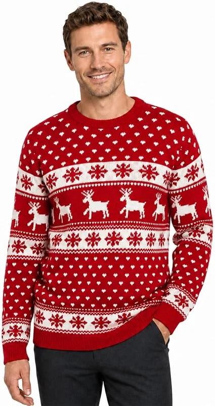 Hamishkane Jersey de Navidad para hombre, manga larga, suéter de Navidad — Ropa Navidad
