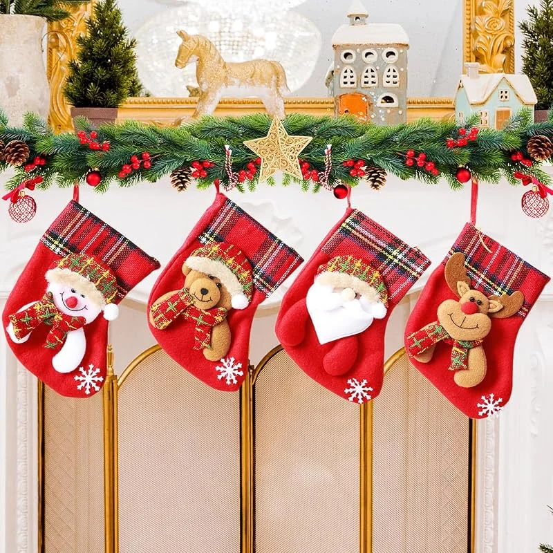 UEOTO Calcetines Navidad Chimenea Personalizada, Calcetin Navideño Chimenea para Colgar Personalizado Decoracion Navidad Hogar, Mini Calcetines de Papá Noel Medias de Navidad para Adornos Árbol de Navidad
