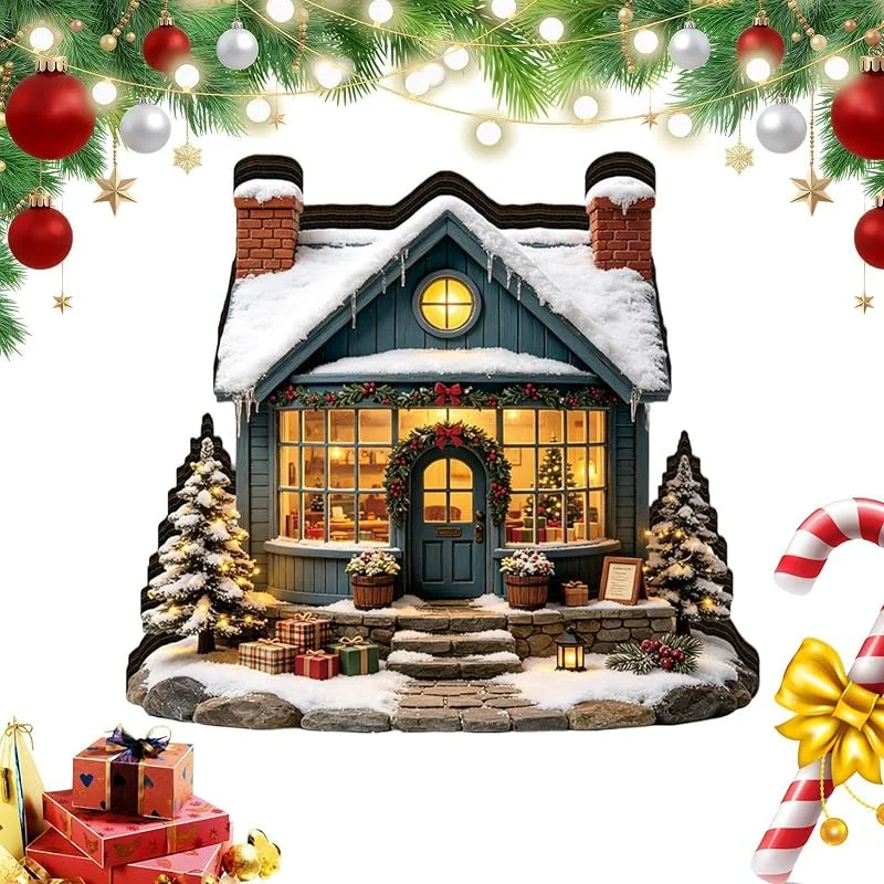 Gvblkq Casas Navideñas Iluminadas Navideño para Escritorio de Madera con Luz LED — Decoracion Navidad
