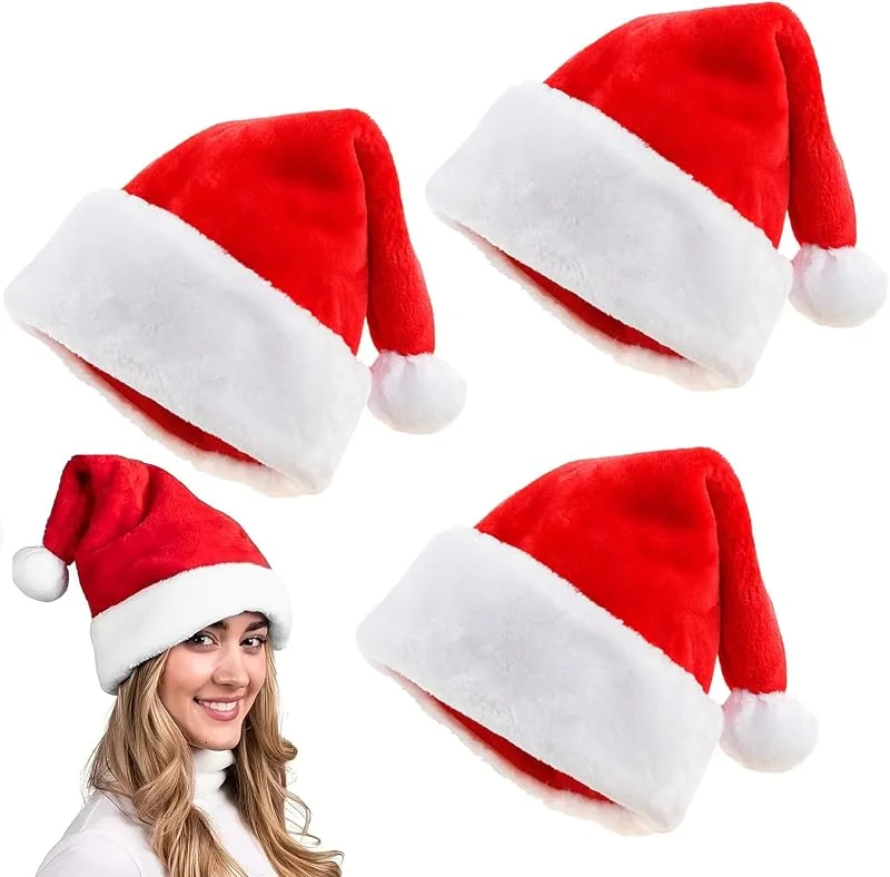 YARUJING 3 Piezas Gorro Navidad Adulto Gorro De Papa Noel Gorros De Navidad Rojos Go-rro Papa Noel Adulto Gor ro Santa Claus Go-rro De Papá No-el Unisex Go-rros Navideño Para Accesorios Navideño — Ropa Navidad