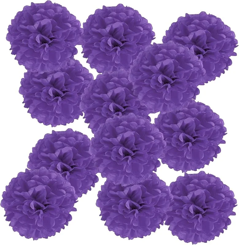 Visita la tienda de PATIKIL PATIKIL Pompones de Papel de 20cm, Kit de 12pcs Bolas de Flores de Papel para Decoración de Fiestas de Cumpleaños, Navidad, Boda, Ducha Nupcial, Manualidades DIY, Morado Oscuro — Envoltorio regalo