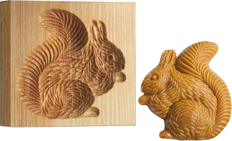 Huahuanghui Moldes de Madera para Galletas, Molde de Sello de Ardilla — Hogar y cocina