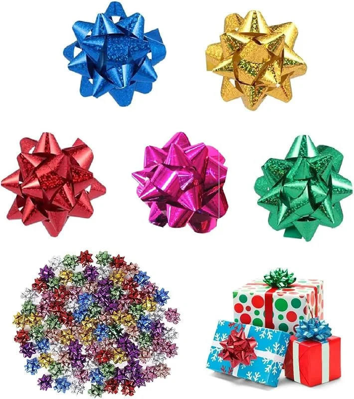 SEMINISMAR Nudos De Regalo Autoadhesivos, 50 Piezas Mini Lazos De Regalo, Lazos Decorativos, Lazos Decorativos Para Embalaje De Regalo, Metálicos Colores Nudos Y Cintas, Para Embalaje De Regalo, Boda, Cumpleaños — Envoltorio regalo