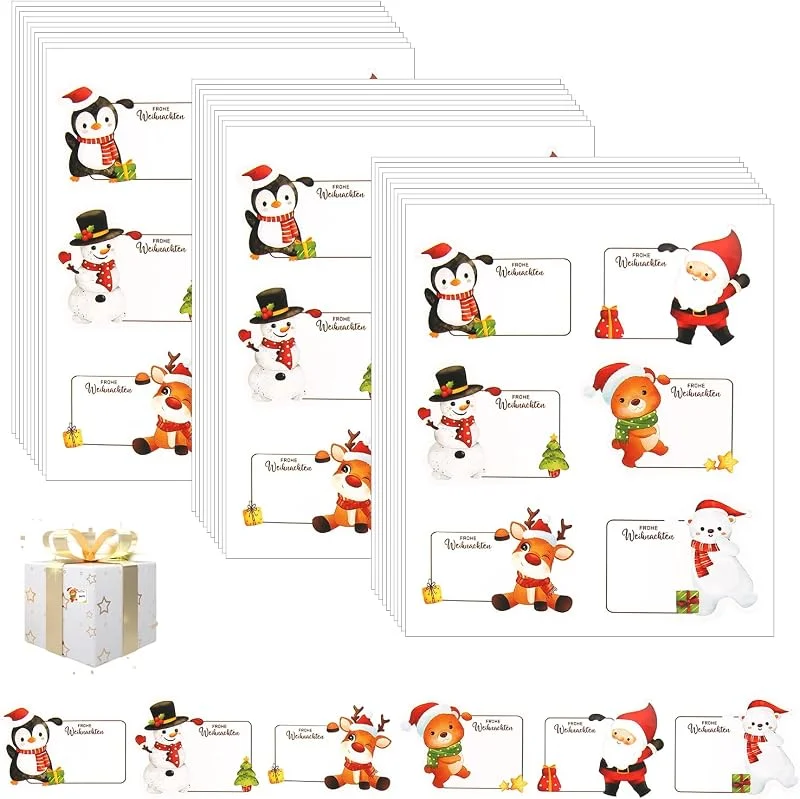 DELAESI Pegatinas de Navidad, 180 unidades, pegatinas de Navidad, para escribir, pegatinas de Navidad, etiquetas autoadhesivas, pegatinas de regalo para paquetes, cartas y regalos — Envoltorio regalo