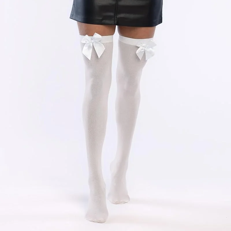 Boland - Calcetines con lazo, por encima de las rodillas, medias elásticas, accesorio, carnaval, disfraces, lema fiesta — Ropa Navidad