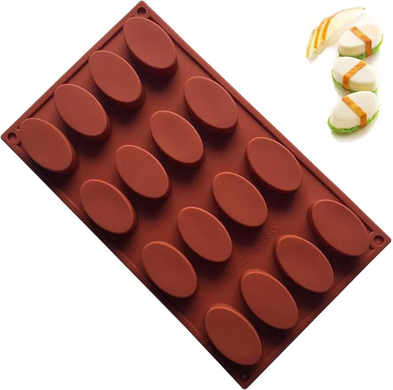 Joyeee Molde ovalado de silicona para pudín de silicona, reutilizable para manualidades, para hornear, galletas, cupcakes, chocolate, fondant, cubitos de hielo para bodas, fiestas de Año Nuevo — Hogar y cocina