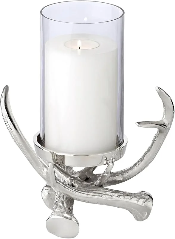 Visita la tienda de EDZARD EDZARD Portavelas de cristal Blitu (H 25 cm), aluminio, cilindro sin base — Cena a la luz de velas
