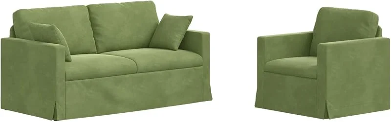 Visita la tienda de vidaXL vidaXL Juego de Sofá 2 uds. Verde Claro Terciopelo — Decoracion Navidad