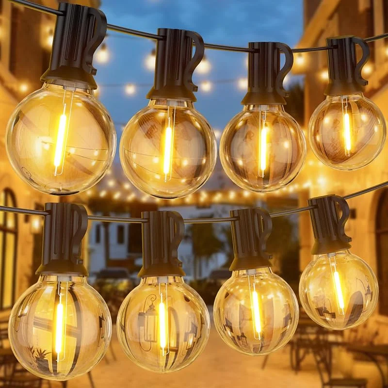 GPATIO Guirnalda Luces Exterior, 30M LED Cadena de Luz con 50 + 2 Bombillas, Impermeable Guirnaldas Luminosas Exterior y Interior Deco para Fiesta, Café, Bodas, Pérgolas — Luces Navidad