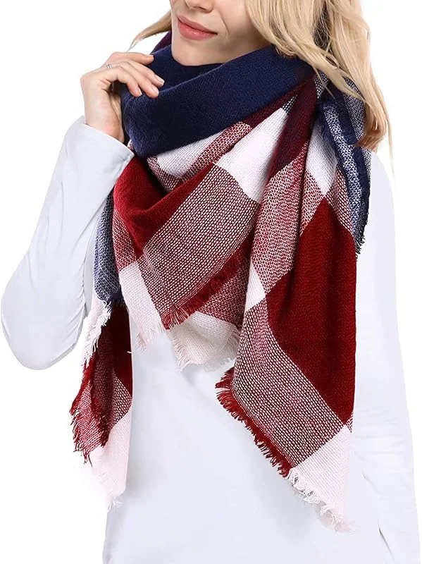 Visita la tienda de JFAN JFAN Bufanda Manta de Invierno Para Mujer Tartán Pashmina Larga Bufanda Rectángulo de Cuadros Escoceses de Cachemira para Mujer — Ropa Navidad