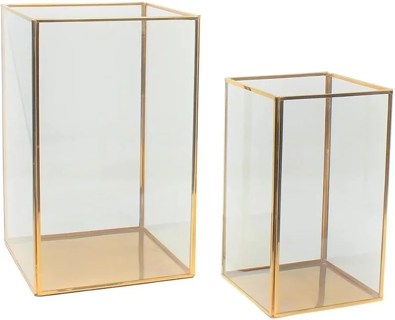 LaLe Living Batu Farol de hierro en color dorado vintage, para velas de pilar y velas de té, juego de 2 unidades — Cena a la luz de velas