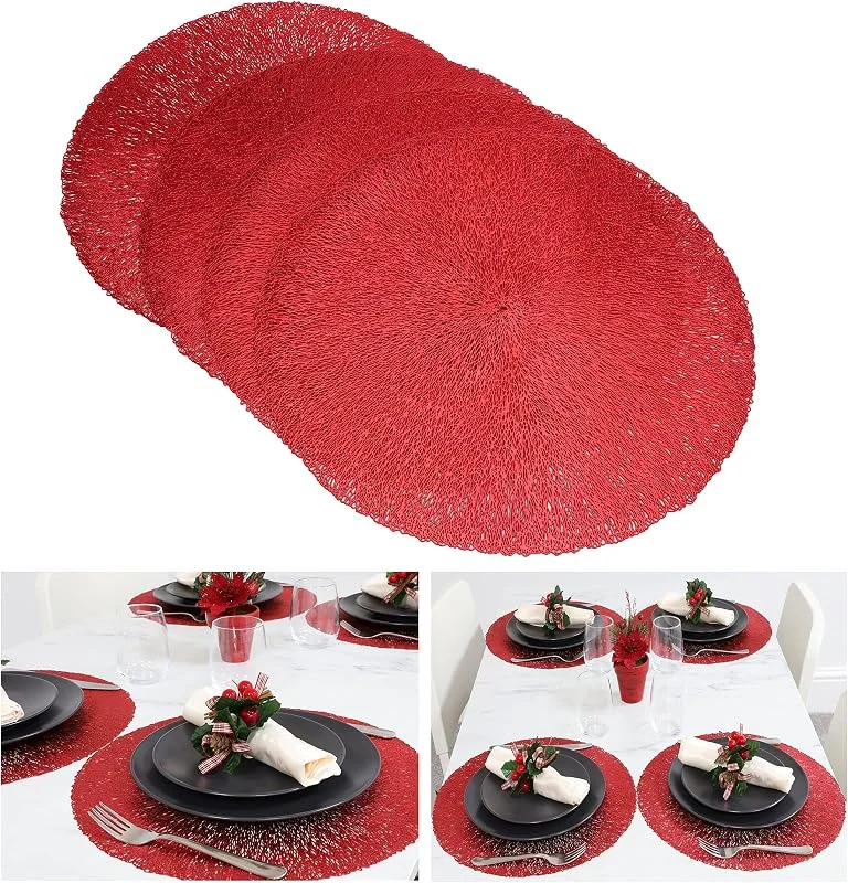 Toyland Manteles Individuales de Malla roja Toyland® de 38 cm (15 ") - Paquete de 4 - Vajilla para el día a día, Navidad — Hogar y cocina