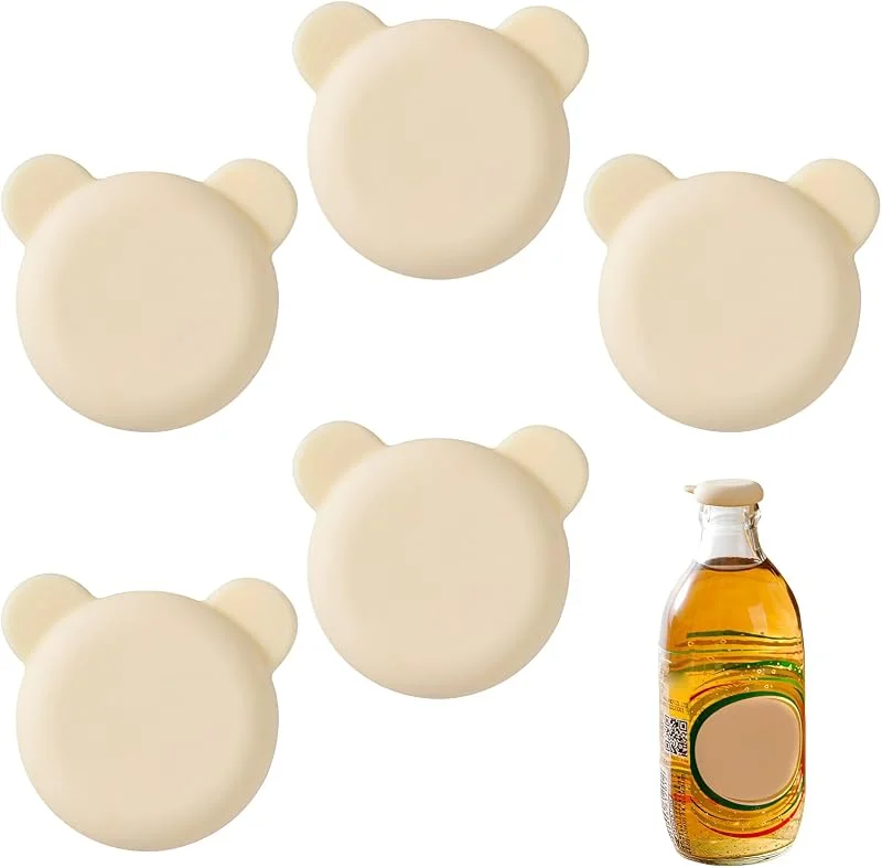 XBFOCNH Pack de 5 Tapones Botellas Cristal de Silicona, Tapón Botella Vino Reutilizable y Lavable, Tapones para Botellas de Agua, Cerveza, Champán y Refrescos — Vino y mesa festiva