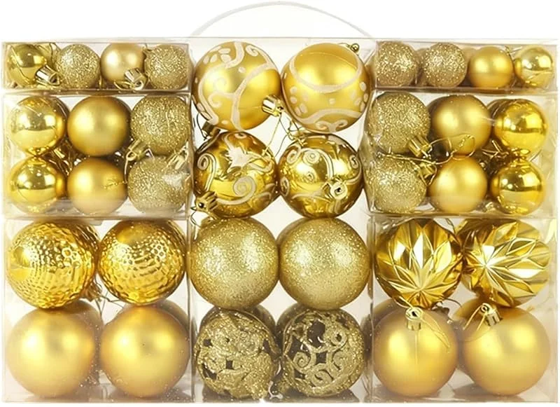 Visita la tienda de TRIXES TRIXES Set de 100 Bolas de Navidad Doradas - Adornos Irrompibles para Decoración de Árbol de Navidad en Tamaños Surtidos — Decoracion Navidad