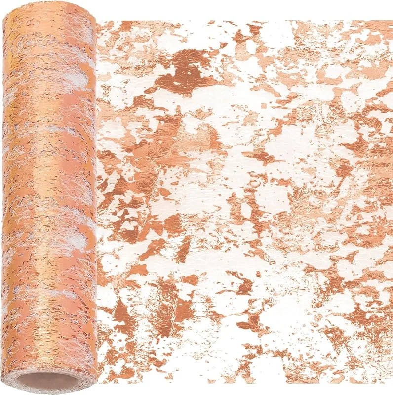 Swpeet 11x354 Pulgadas de Oro Rosa Lentejuela Brillante Corredor de Mesa, Glitter Lámina Metálica de Malla Delgada Rollos de Decoración, Piezas Centrales Decoraciones para la Fiesta — Hogar y cocina
