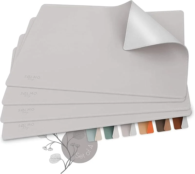 Sölmo sølmo I Mantel Individual de Cuero Sintético I 4 Piezas de Manteles Individuales I Trenzado Antideslizante Salvamanteles Lavables - Alfombrillas de Comedor [Lila y Plateado] — Hogar y cocina
