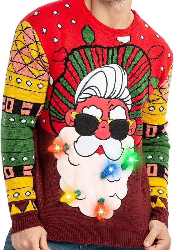 Visita la tienda de JOYIN JOYIN Suéter Feo de Papá Noel para Hombre con Bombillas integradas — Ropa Navidad