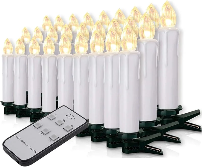Forever Speed Miafamily, juego de velas de Navidad con 20 o 60 LEDs, inalámbricas, para el árbol de Navidad, con mando a distancia, carcasa amarilla, 20er — Luces Navidad