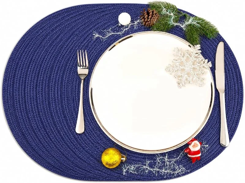 Urban Lifestyle Manteles Individuales Redondos Set 6 Piezas Helena (Azul) manteles Individuales manteles Individuales Lavables para Comedor, manteles Individuales Redondos Cocina, Boda, Fiesta, Mantel Individual — Hogar y cocina