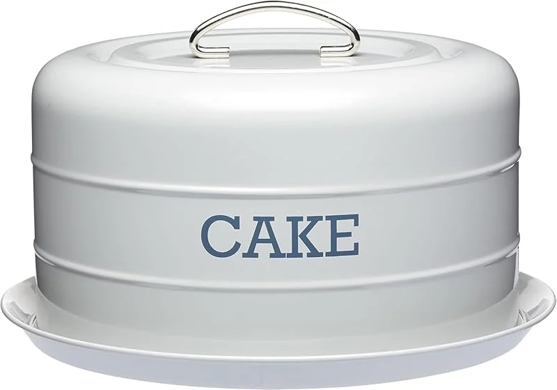 Visita la tienda de KitchenCraft KitchenCraft Living Nostalgia Airtight Cake Storage Tin, Cake Dome, 28.5 x 18 cm - French Grey — Hogar y cocina