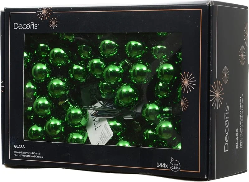 Kaemingk Bolas de Navidad en alambre, 2 cm, cristal, 144 unidades, color verde — Decoracion Navidad