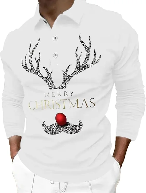 TDEOK Sudadera de Navidad para hombre, manga larga, algodón, feo, suéter de Navidad para hombre, con cuello redondo, camiseta de correr para hombre, manga larga, invierno, fea, camiseta de Navidad — Ropa Navidad